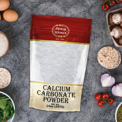 Spicy World Calcium Carbonate Powder 14oz – Dietary Supplement, Food Preservative, Acid Neutralizer