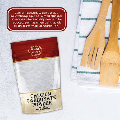 Spicy World Calcium Carbonate Powder 14oz – Dietary Supplement, Food Preservative, Acid Neutralizer