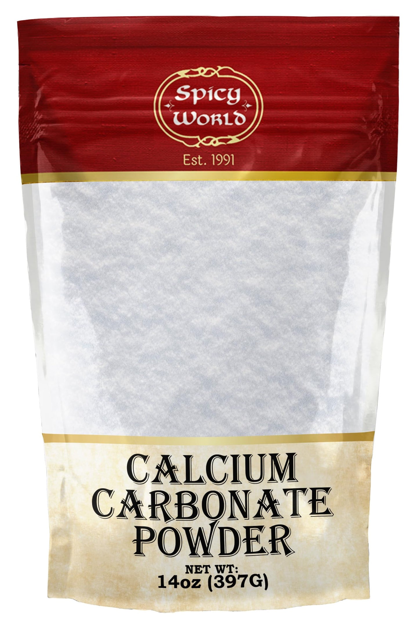 Spicy World Calcium Carbonate Powder 14oz – Dietary Supplement, Food Preservative, Acid Neutralizer