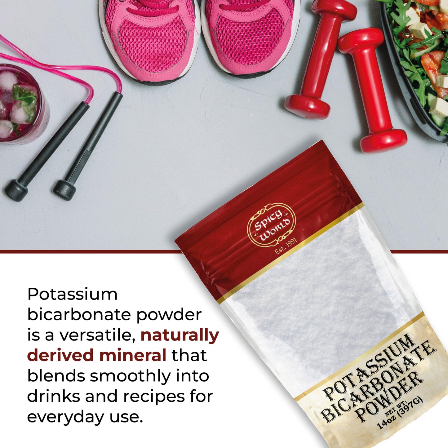 Spicy World Potassium Bicarbonate Powder 14oz - Pure, Food Safe, Leavening