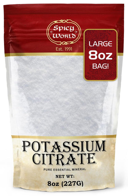 Spicy World Potassium Citrate Powder 8 oz - Pure, Vegan, Food Grade