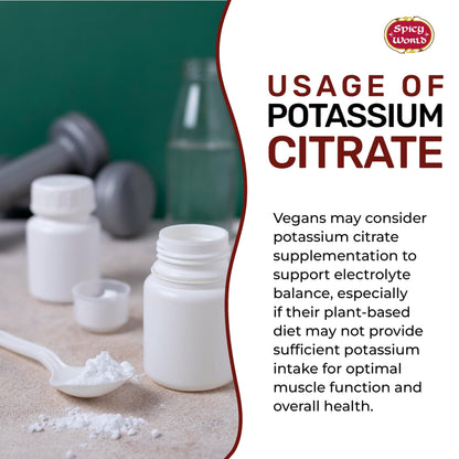 Spicy World Potassium Citrate Powder 8 oz - Pure, Vegan, Food Grade
