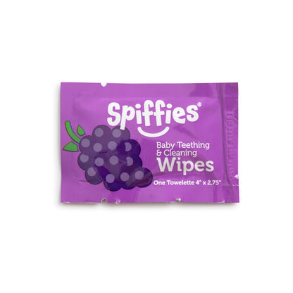 Spiffies Baby Teeth Wipes - Grape Flavor, Xylitol Dental Wipes for Teething Relief & Cleaning (20 Count, 3 Pack)