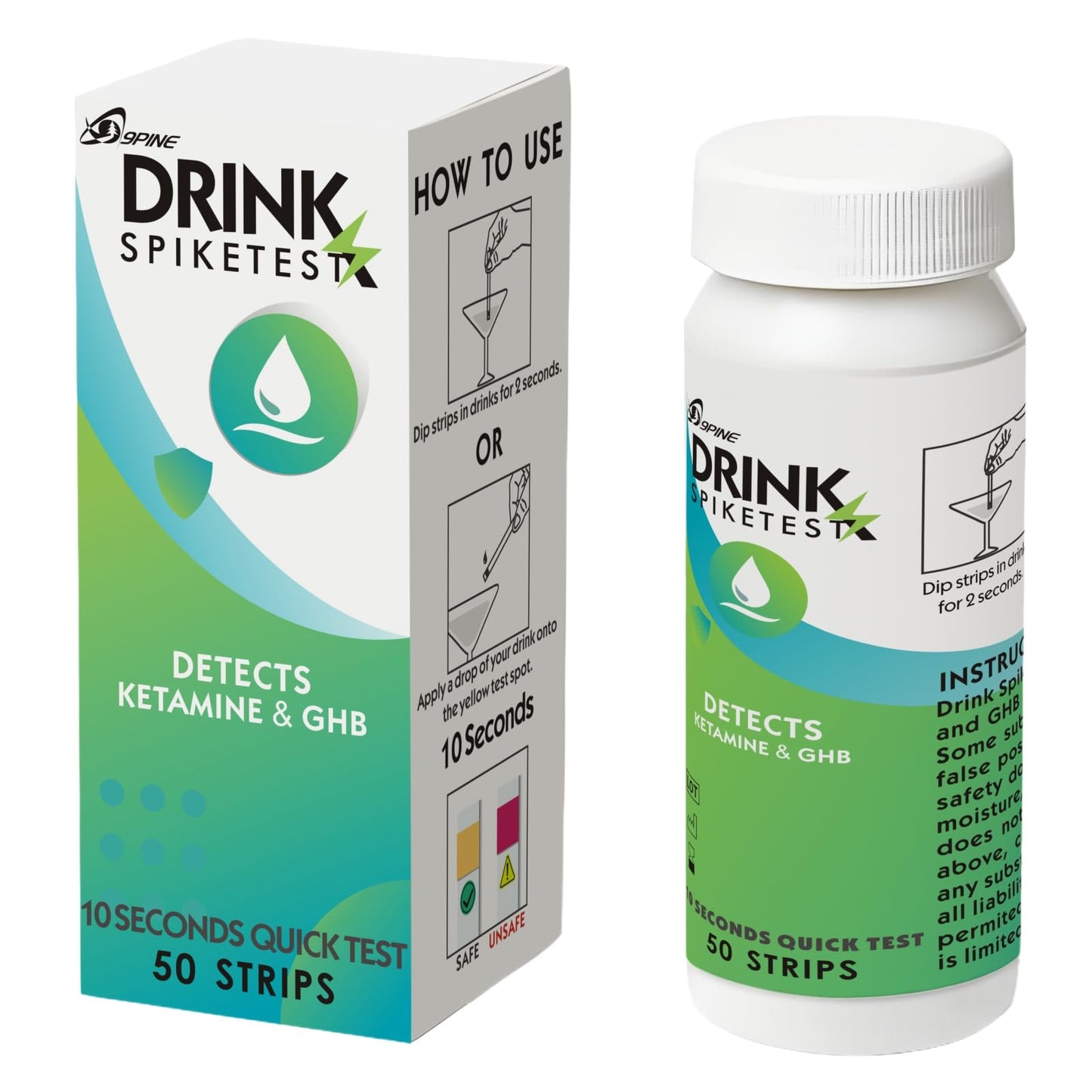 Spike Drink Test Strips – 50 Count, 10-Second GHB & Ketamine Detection