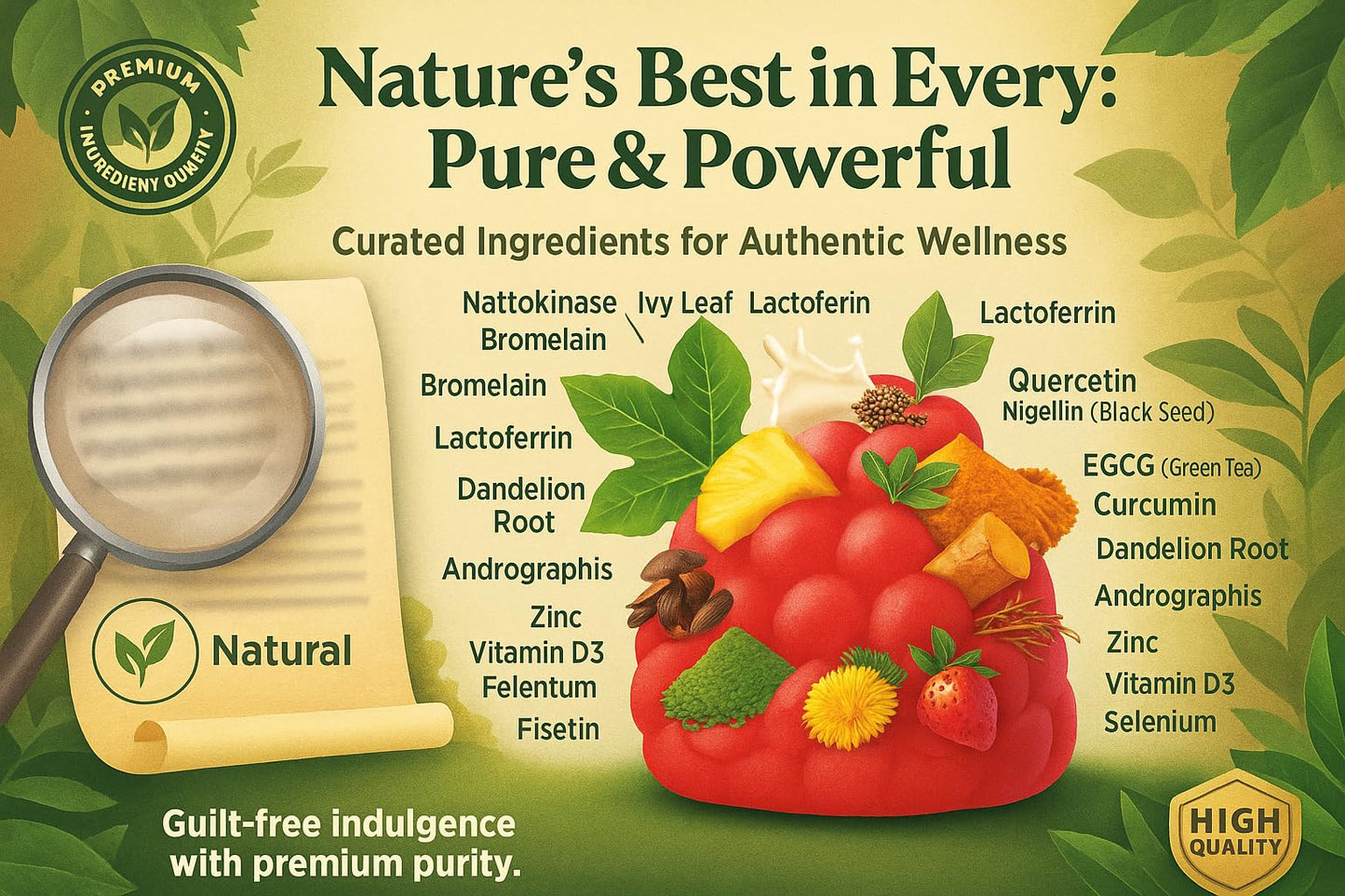 Spike Protein Detox Gummies – Nattokinase, Bromelain, Quercetin & Zinc