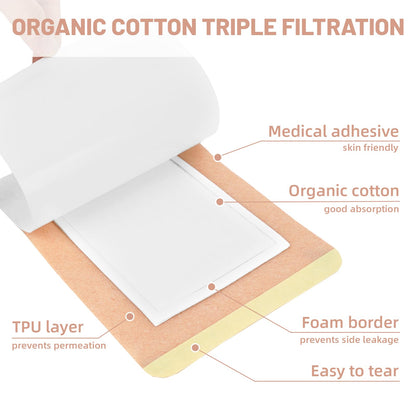 30Pcs Castor Oil Pack Wrap – Organic Cotton Belly Patch, Skin Colors, Portable Anti-Leakage Pads (5.1 x 3.9 in)
