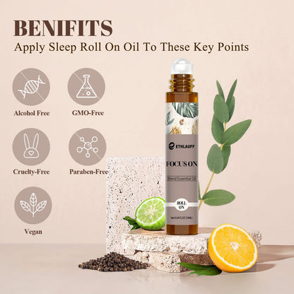 Essential Oil Roll-On Blend – Focus, Mood, Sleep | Gifts for Women & Men
