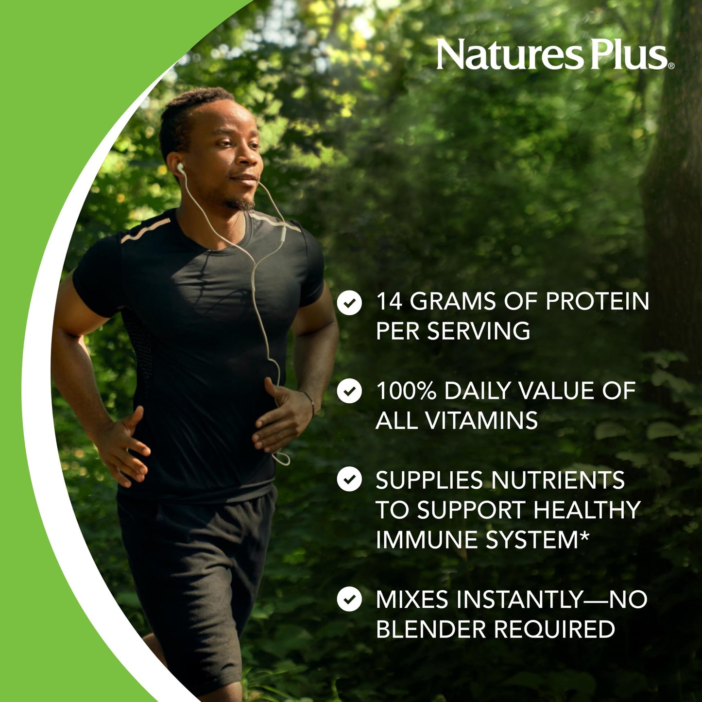 NaturesPlus SPIRU-TEIN Shake Banana - Plant-Based Protein Powder (2.4 lb, 32 servings)