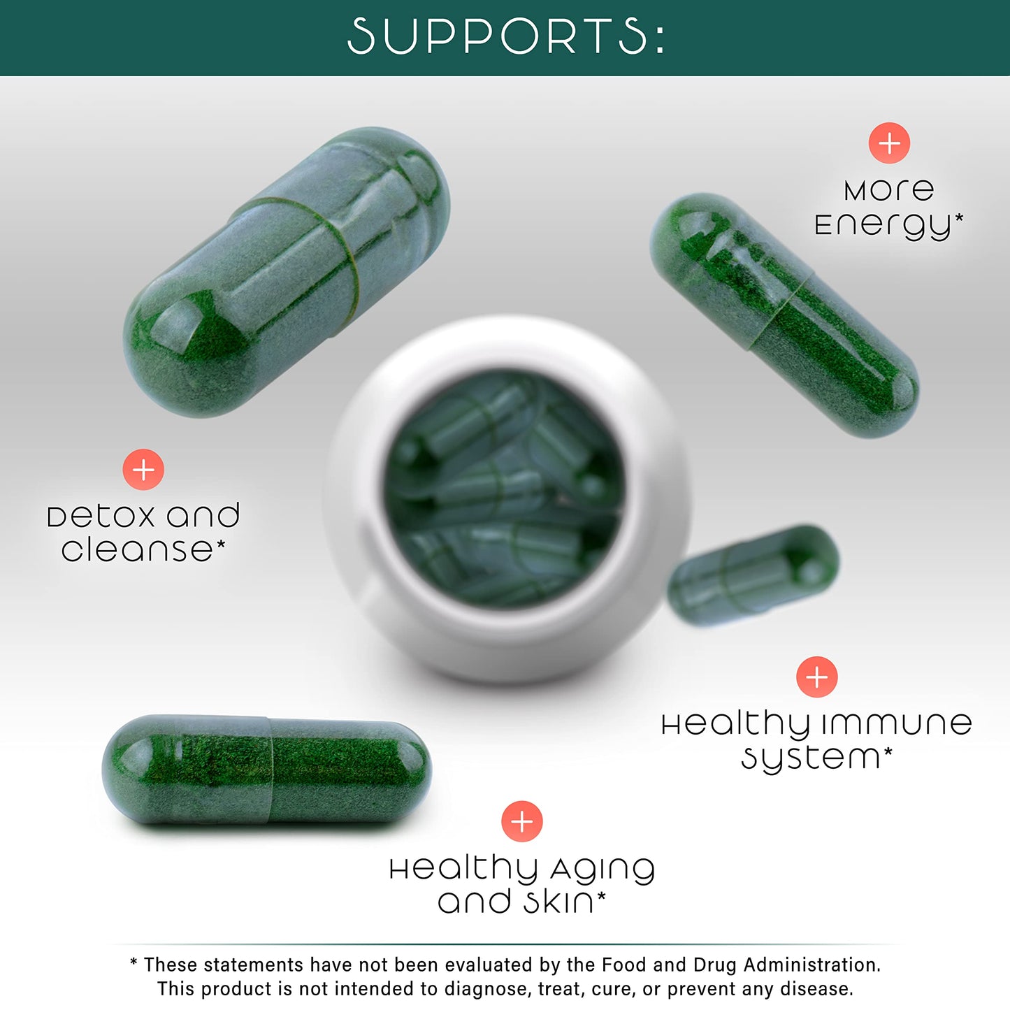 Organic Spirulina & Chlorella Capsules – Detox, Energy & Immune Support | 90 Ct