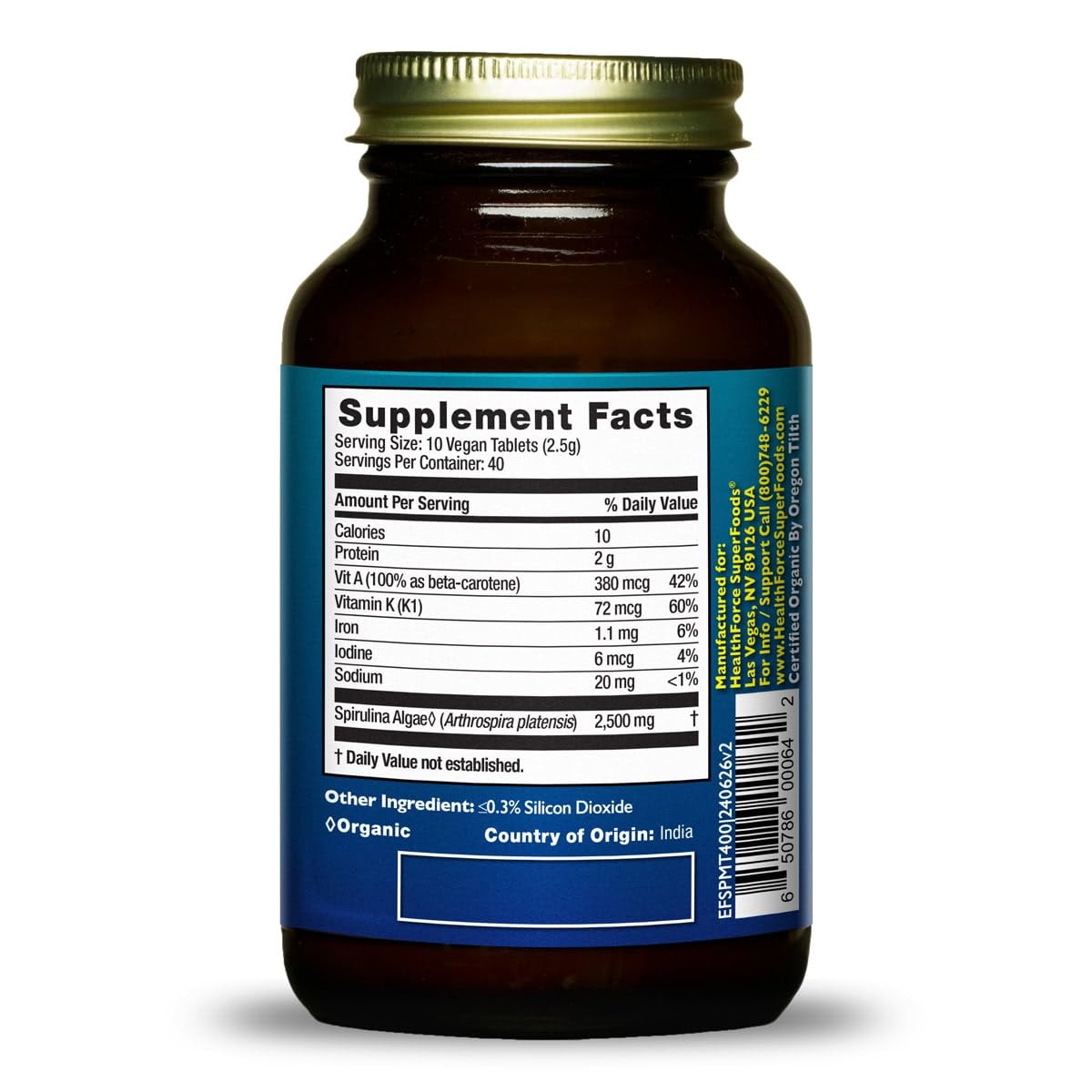 HealthForce SuperFoods Spirulina Manna - Tablet - 400 Vegan Tablets