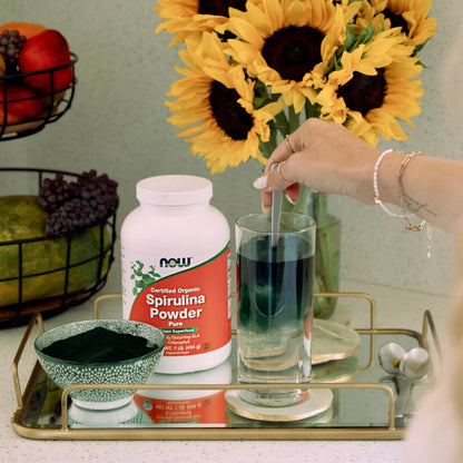 NOW Foods Organic Spirulina Powder – High Protein, Beta-Carotene, B-12, 1 lb
