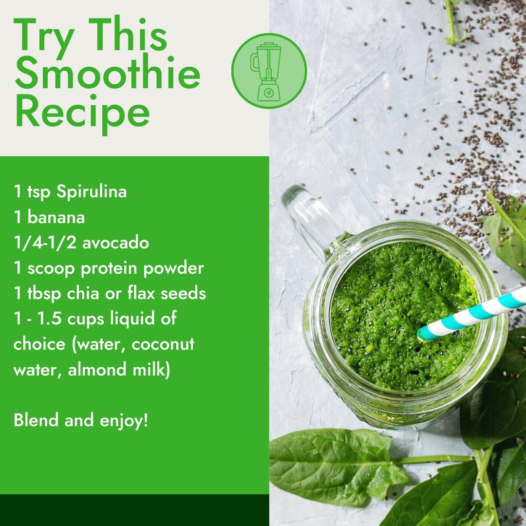 Organic Traditions Spirulina Powder – Organic, Vegan & Non-GMO, 5.3oz (150g) Bag | 50 Servings