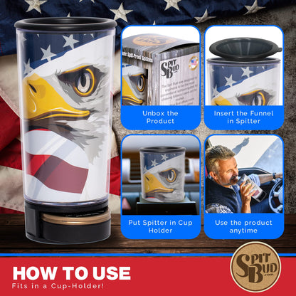 Spit Bud American Eagle Spittoon Cup – 8oz Portable Dip Cup, Made in USA