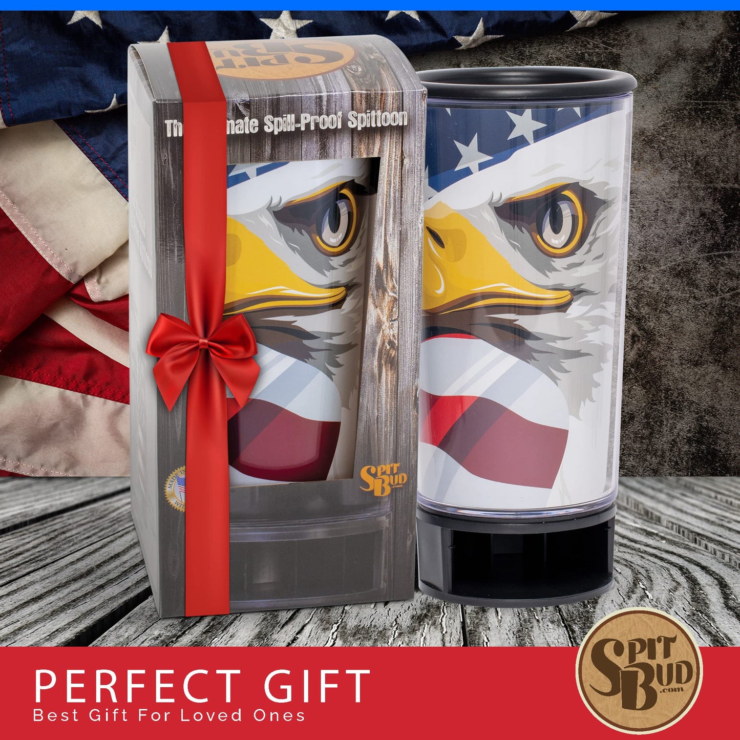 Spit Bud American Eagle Spittoon Cup – 8oz Portable Dip Cup, Made in USA