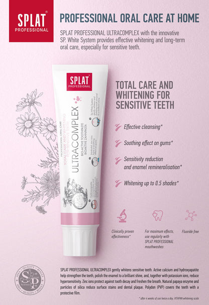 Splat Ultracomplex Toothpaste – Fluoride-Free Whitening for Sensitive Teeth | Splat Professional Series