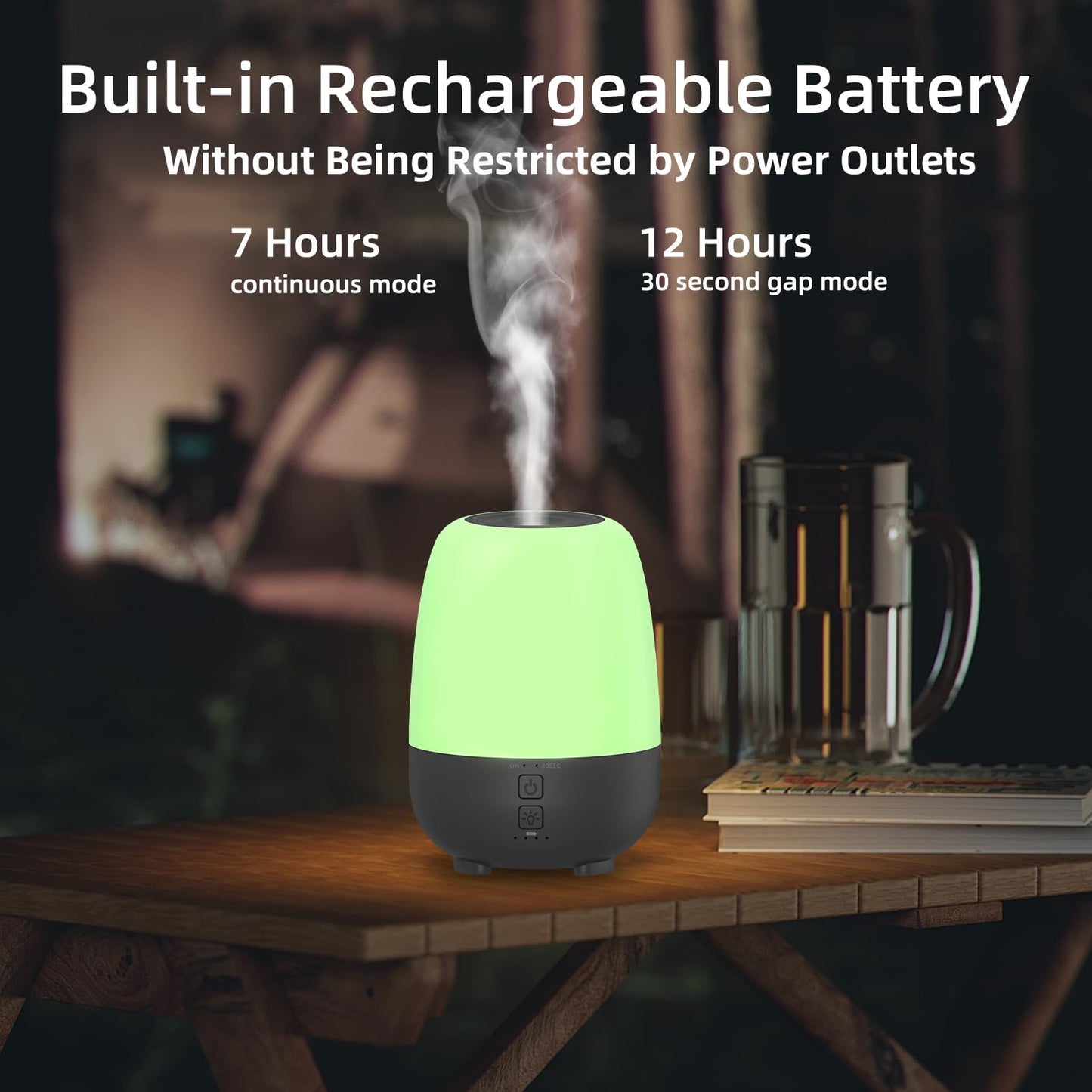SPLITSKY 150ML Rechargeable Essential Oil Diffuser | 7-Hour Runtime, Cordless, 7-Color LEDs (Black)