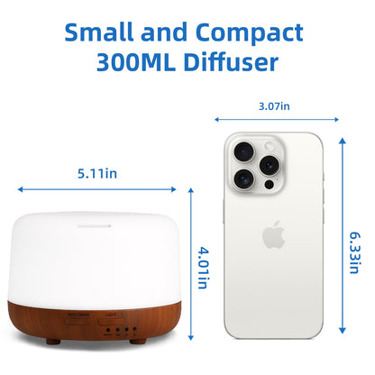SPLITSKY 300ML Essential Oil Diffuser | Quiet 8H Run, 7-Color LED, Remote