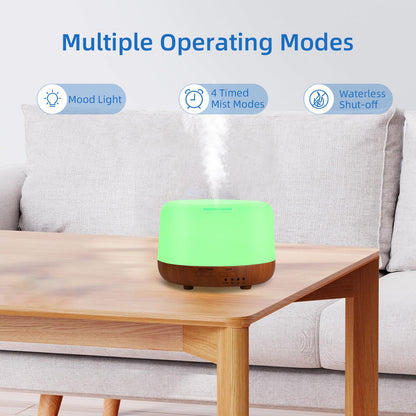 SPLITSKY 300ML Essential Oil Diffuser | Quiet 8H Run, 7-Color LED, Remote