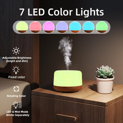 SPLITSKY 300ML Essential Oil Diffuser | Quiet 8H Run, 7-Color LED, Remote