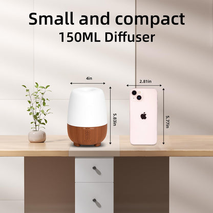 SPLITSKY 150ML Rechargeable Essential Oil Diffuser – Cordless, USB-C, 7-Color LED, 7h Run Time
