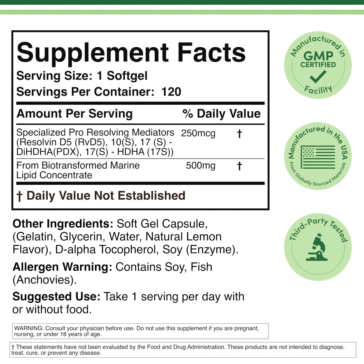 Double Wood SPM Max: 120 Softgels, 500mg | Specialized Pro-Resolving Mediators BritishVita | Premium UK Vitamins & Wellness Supplements