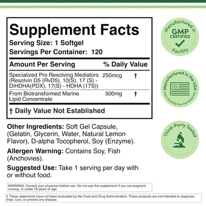 Double Wood SPM Max: 120 Softgels, 500mg | Specialized Pro-Resolving Mediators BritishVita | Premium UK Vitamins & Wellness Supplements