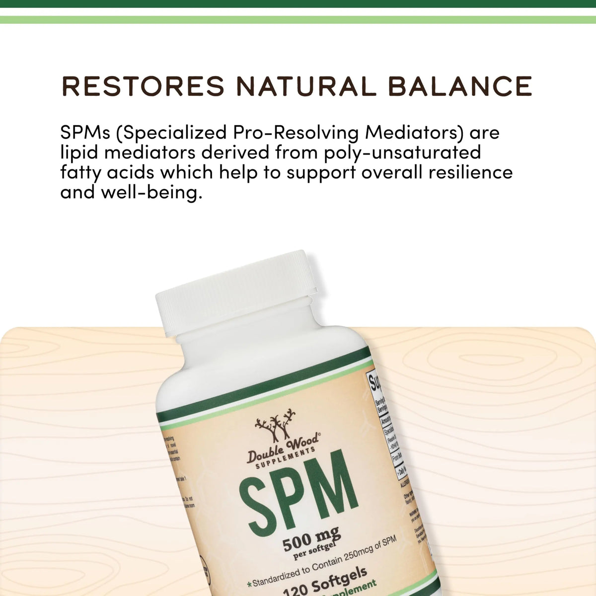 Double Wood SPM Max: 120 Softgels, 500mg | Specialized Pro-Resolving Mediators BritishVita | Premium UK Vitamins & Wellness Supplements