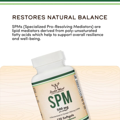 Double Wood SPM Max: 120 Softgels, 500mg | Specialized Pro-Resolving Mediators BritishVita | Premium UK Vitamins & Wellness Supplements