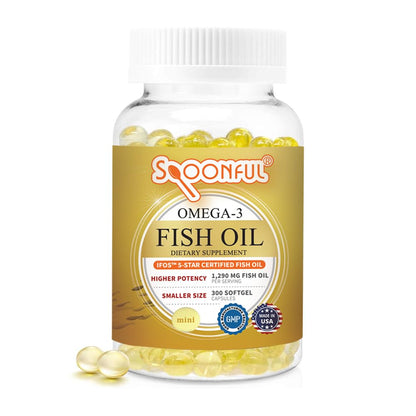Spoonful Mini Omega-3 Fish Oil – iFOS Certified, 1290 mg/Serving, 300 Softgels, Made in USA