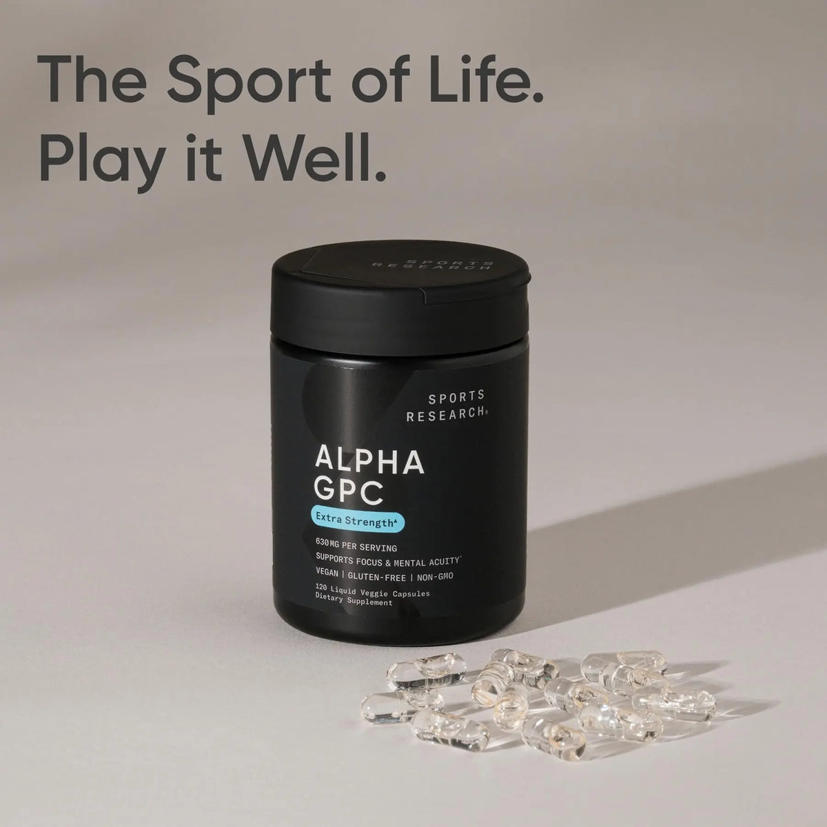 Sports Research® Alpha GPC 630mg (Extra Strength) – Bioavailable Choline for Focus & Cognitive Support | Vegan • Non-GMO • Gluten Free – 120 Liquid Capsules BritishVita | Premium UK Vitamins & Wellness Supplements