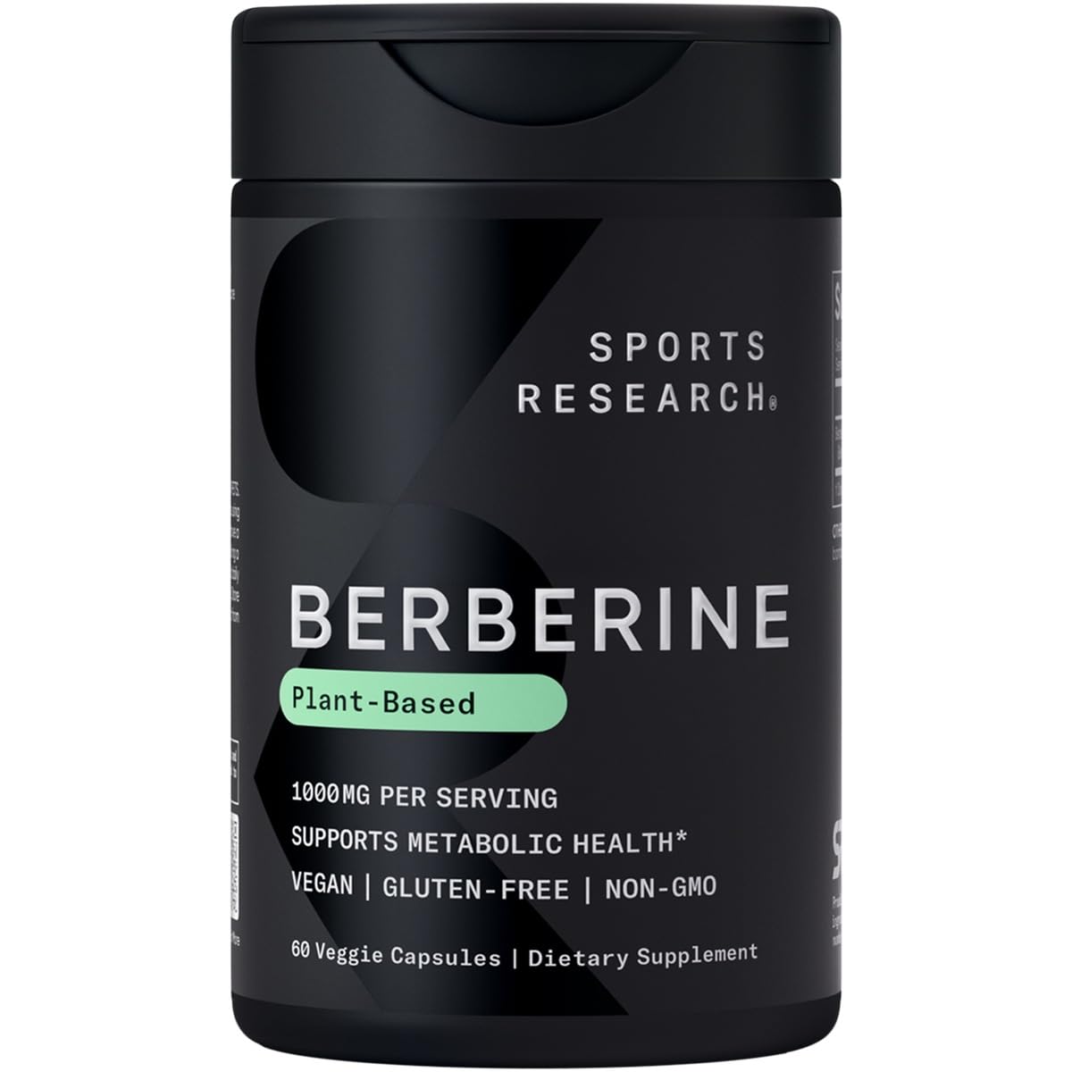 Sports Research Berberine 500 mg - Vegan, Gluten-Free, Non-GMO | 60 Capsules