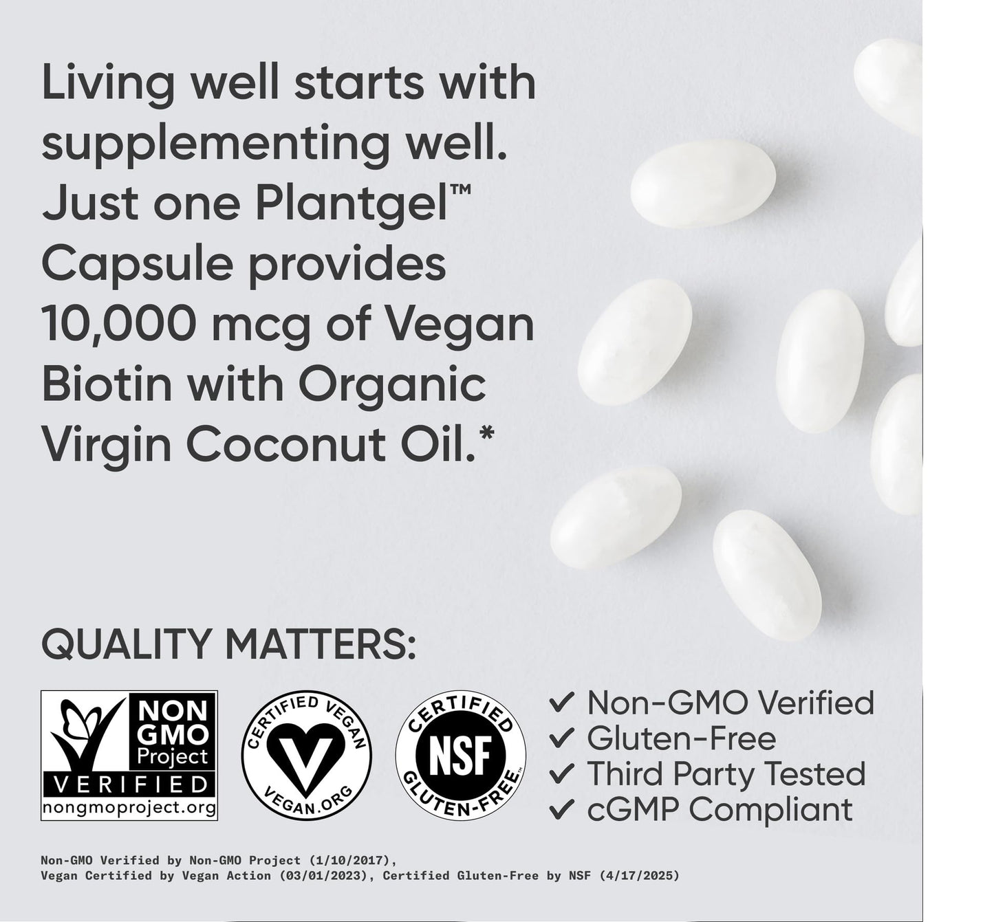 Sports Research Biotin 10,000mcg with Organic Coconut Oil – Vegan, Non-GMO, Gluten & Soy-Free – 120 Veggie Softgels