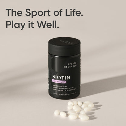 Sports Research Biotin 5000mcg with Organic Coconut Oil | Hair & Skin Support