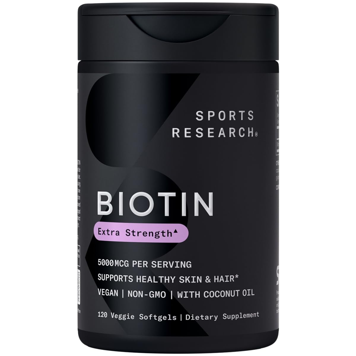 Sports Research Biotin 5,000 mcg with Organic Coconut Oil | Healthy Hair & Skin