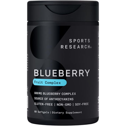 Sports Research Blueberry Capsules – Organic Blueberries with Organic Extra Virgin Olive Oil, Non-GMO & Gluten Free, 60 Liquid Softgels