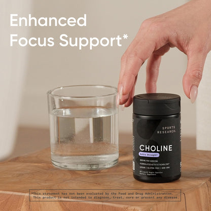 Sports Research Choline 800 mg | VitaCholine for Focus | Vegan Certified