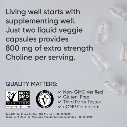 Sports Research Choline 800 mg | VitaCholine for Focus | Vegan Certified