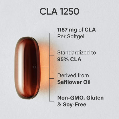 Sports Research CLA - 1250mg with Active Conjugated Linoleic Acid for Men and Women | Non-GMO, Soy & Gluten Free - 95% (90 Softgels)