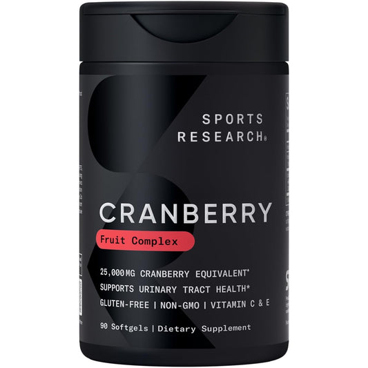 Sports Research Cranberry Fruit Complex Softgels – Urinary Tract Health Support | Pacran & Vitamins C & E BritishVita | Premium UK Vitamins & Wellness Supplements