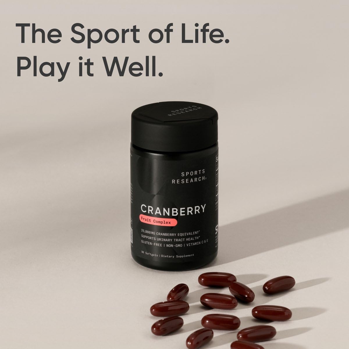 Sports Research Cranberry Fruit Complex Softgels – Urinary Tract Health Support | Pacran & Vitamins C & E