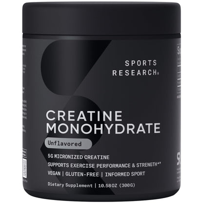 Sports Research Creatine Monohydrate – 5 g Micronized, 10.58 oz