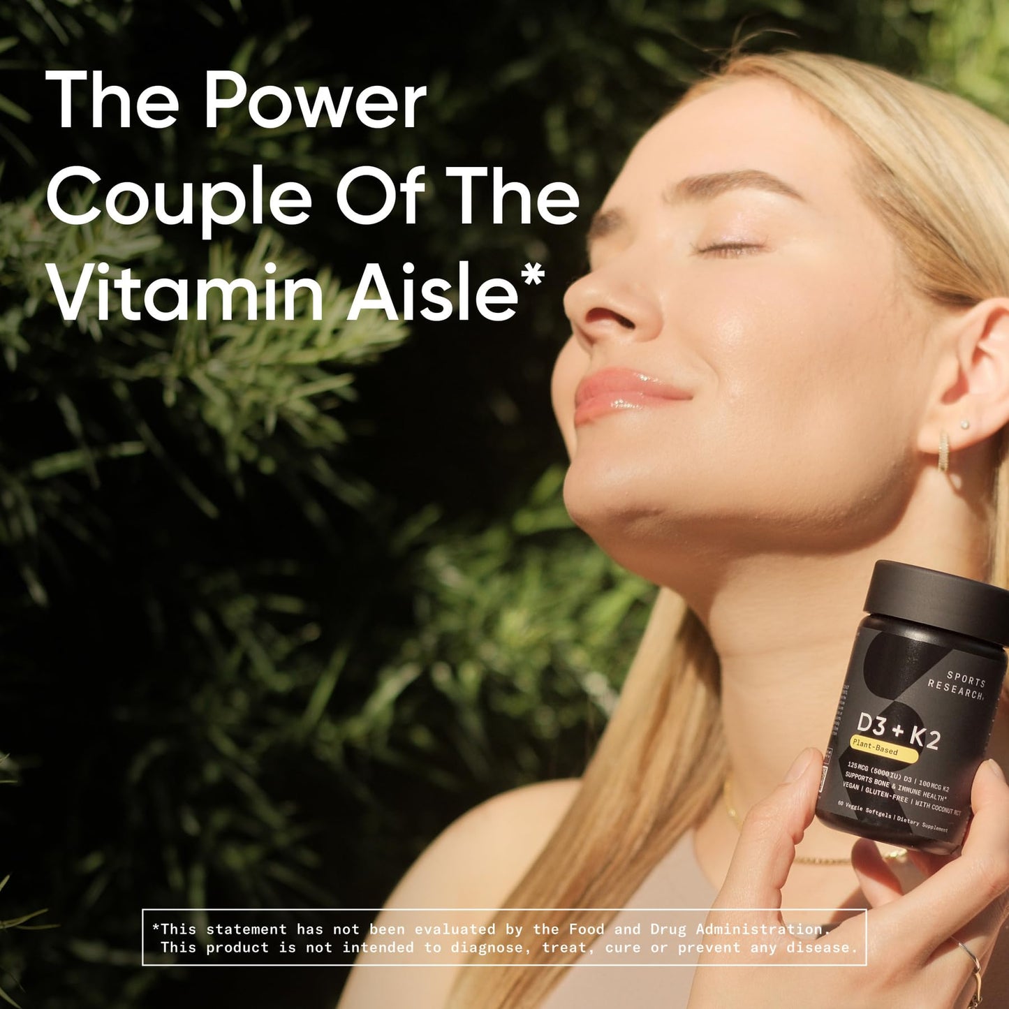 Sports Research D3 + K2 with Coconut Oil – Vegan D3 5000 IU, K2 100 mcg MK-7 | 60 Softgels