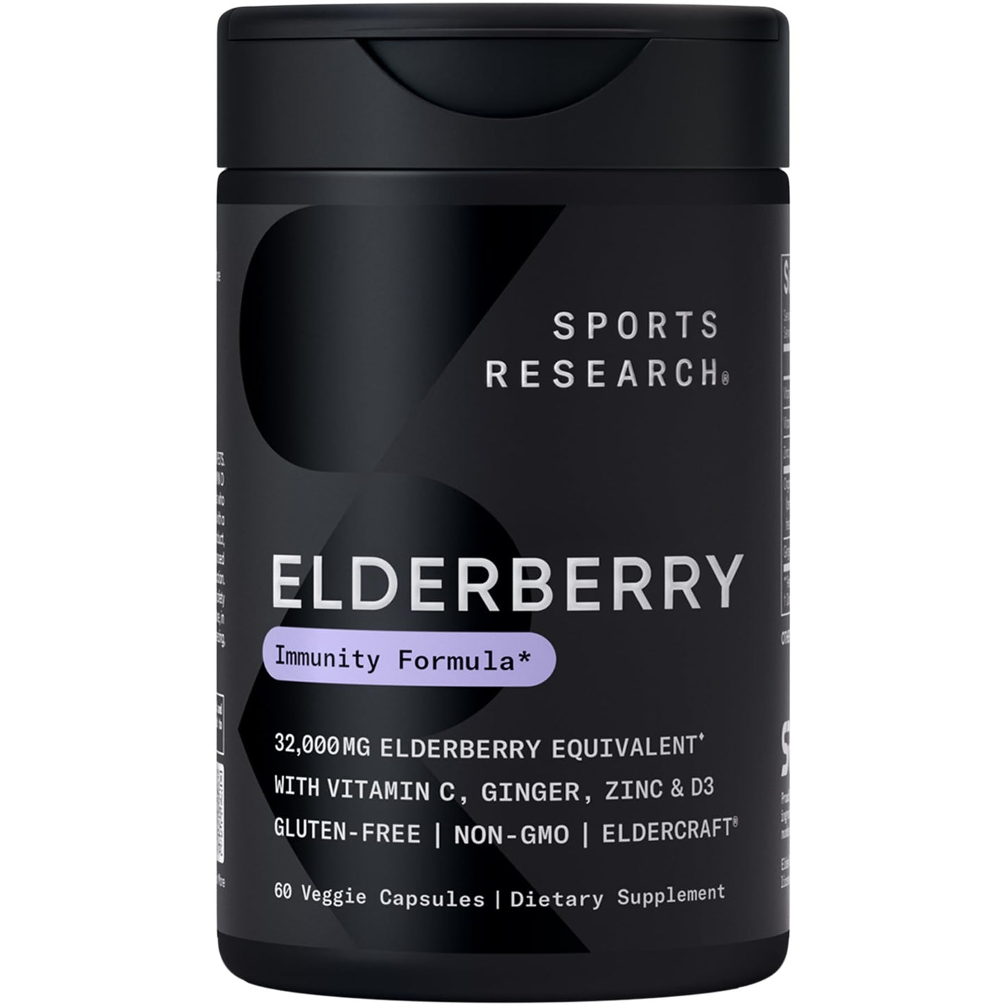 Sports Research Immune Support: Elderberry + Zinc, Vitamin D3 5000iu - Gluten Free