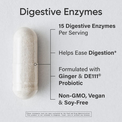 Sports Research Digestive Enzymes with Probiotics & Ginger - Plant-Based, Non-GMO, Vegan - 90 Veggie Capsules