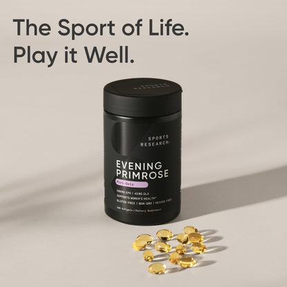 Sports Research Evening Primrose Oil 500mg – Cold-Pressed, Non-GMO, 240 Softgels