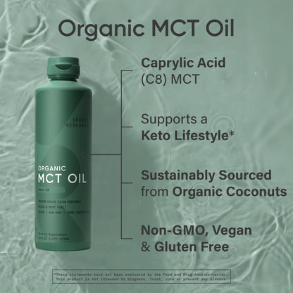 Sports Research Keto MCT Oil C8 Caprylic Acid – 16 oz | Non-GMO & Vegan