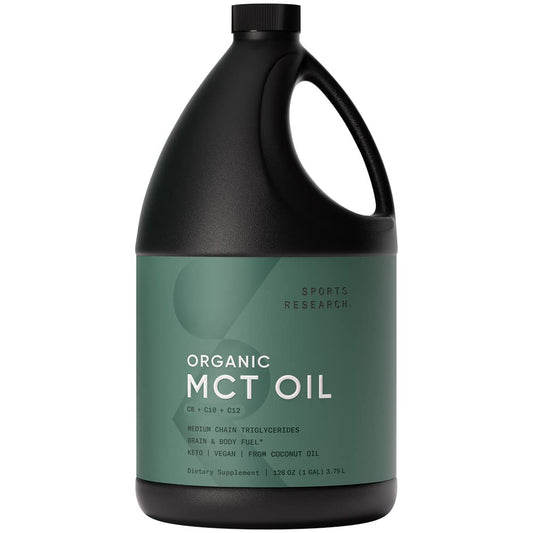 Sports Research Keto MCT Oil from Organic Coconuts – C8, C10, C12 – Unflavored (128 oz)