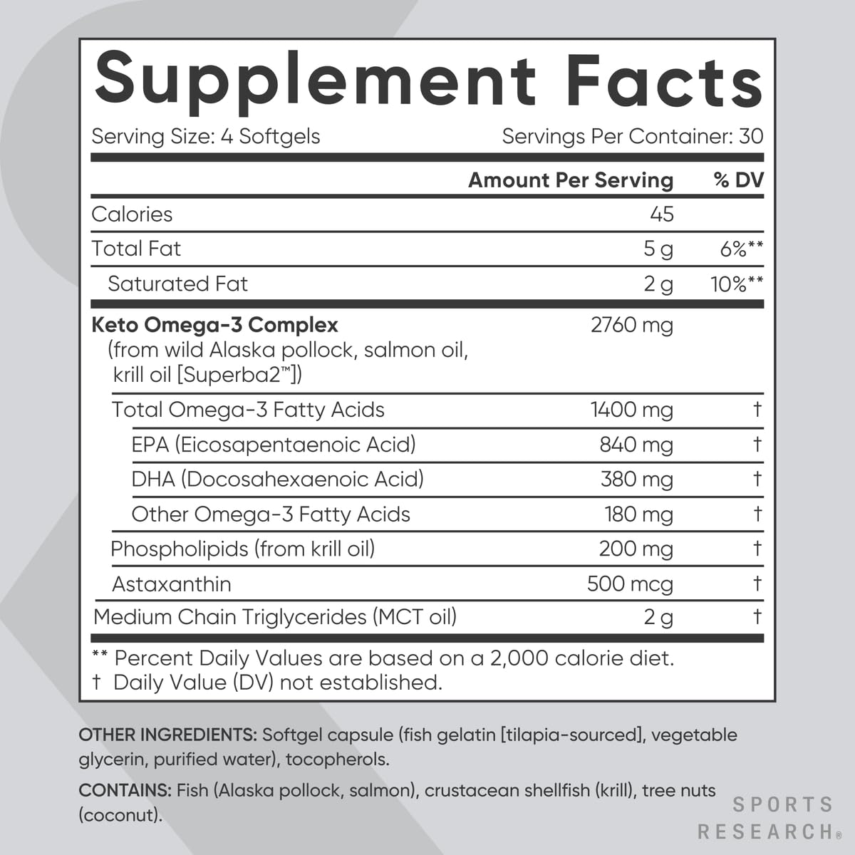 Keto Omega Fish Oil with Wild Salmon & Krill | 1200mg EPA/DHA - 120 Softgels