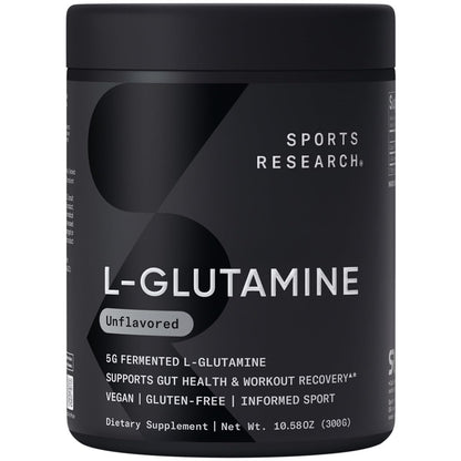 Sports Research L-Glutamine - 5 g Per Serving | Workout Recovery, Gut & Immune Health - 10.58 oz