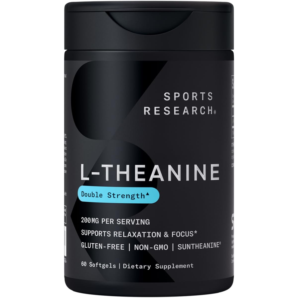 Sports Research Double Strength L-Theanine – Suntheanine Softgels, 200mg, 60 Count